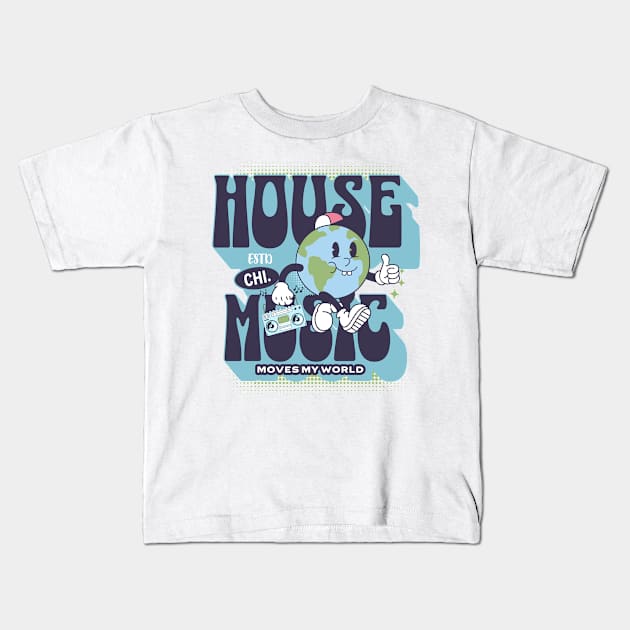 HOUSE MUSIC  - Moves My World (blue/purple) Kids T-Shirt by DISCOTHREADZ 